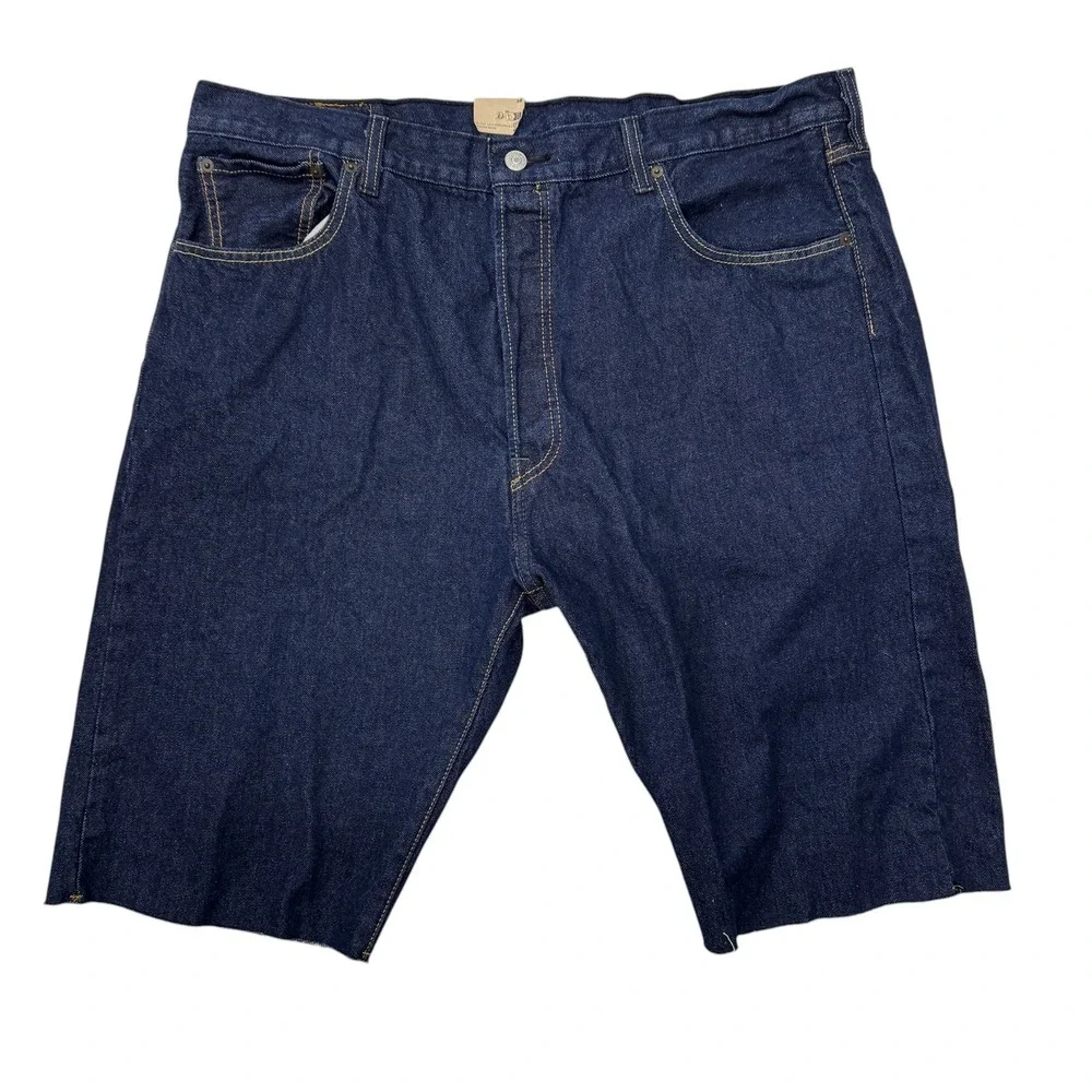 Levis 501 Original Fit Mens Dark Wash Denim Cut Off Shorts 38 Button Fly NWT